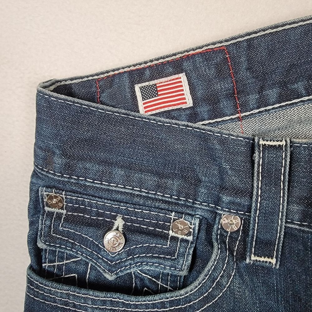 True Religion Men's‎ Ricky Jeans Sz 34 Blue Made in USA Relaxed Straight Y2K - Picture 11 of 13